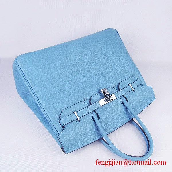 Hermes 35cm Embossed Veins Leather Bag Light Blue 6089 Silver Hardware Hermes 35cm Embossed Veins Leather Bag Light Blue 6089 Silver Hardware
